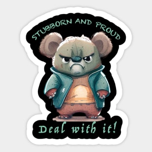 Koala Stubborn Deal With It Cute Adorable Funny Quote Sticker